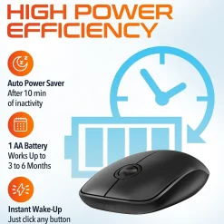 Clearance Delton S15 Wireless Ambidextrous Optical 2.4 GHz Mouse, Black (DMS15-WB)