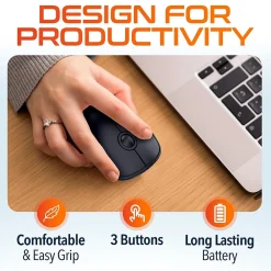 Clearance Delton S15 Wireless Ambidextrous Optical 2.4 GHz Mouse, Black (DMS15-WB)