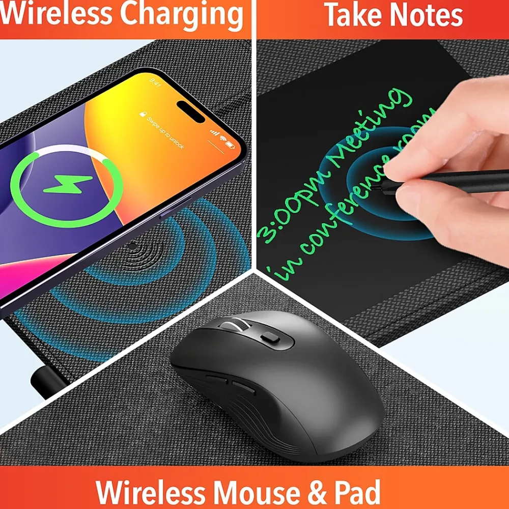 Best Delton S8/D101 Wireless Optical 2.4 GHz Mouse and Non-Skid Mouse Pad, Black (DMMPADKIT101)