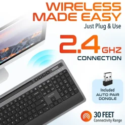 Sale Delton T42 Wireless Ergonomic Computer Keyboard with Tablet Holder, Black (DKBT42-WB)