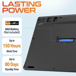 Sale Delton T42 Wireless Ergonomic Computer Keyboard with Tablet Holder, Black (DKBT42-WB)