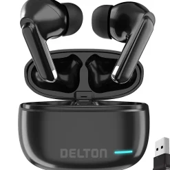 Online Delton T70 Wireless Noise Canceling Bluetooth Computer Earbuds, Black (DBHT70)