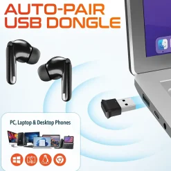 Online Delton T70 Wireless Noise Canceling Bluetooth Computer Earbuds, Black (DBHT70)