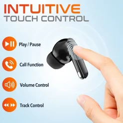 Online Delton T70 Wireless Noise Canceling Bluetooth Computer Earbuds, Black (DBHT70)