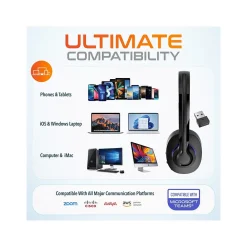 Sale Delton 60X Stereo Noise Canceling Bluetooth Computer Headset - Compatible with MS Teams, Black (DBTHEAD60XBTDL)