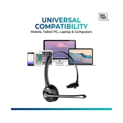 New Delton 10X Wireless Noise-Canceling Bluetooth Over-the-Head Mono Computer Headset, Black (DBTHEAD10XBTDL)