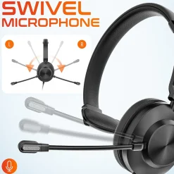 New Delton 30Y MS Teams Noise-Canceling On-Ear Mono Computer Headset, USB Type-A & Type-C, Black (DWH30Y)