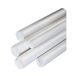 Clearance Unbranded 2"Dia x 24"L Mailing Tubes with Caps, White, 50/Case (P2024W)