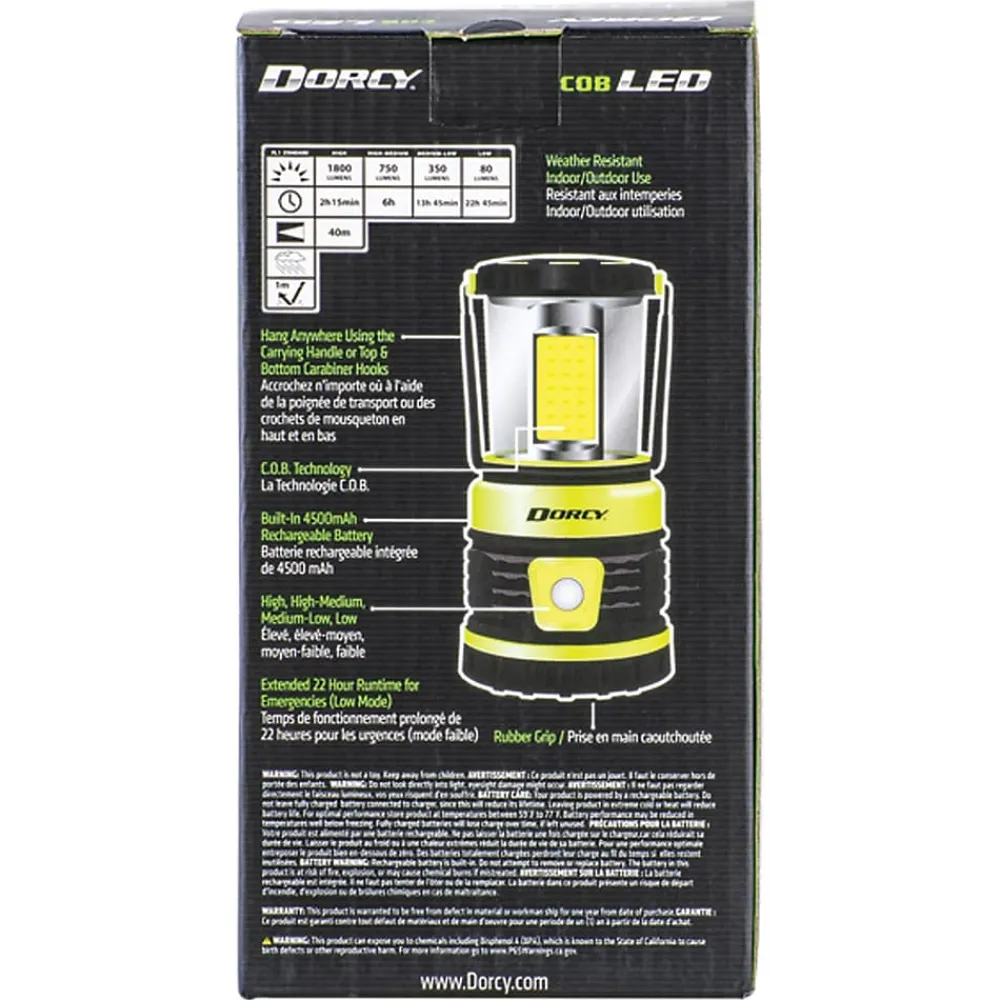 Dorcy 1,800-Lumen LED Rechargeable Adventure Lantern, Black & Yellow (41-3125)