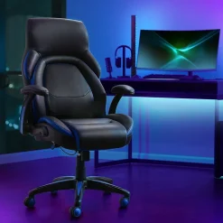 Ergonomic Chairs*Dormeo Ergonomic Faux Leather Swivel Manager's Chair, Blue (60030-BLU) Navy Blue