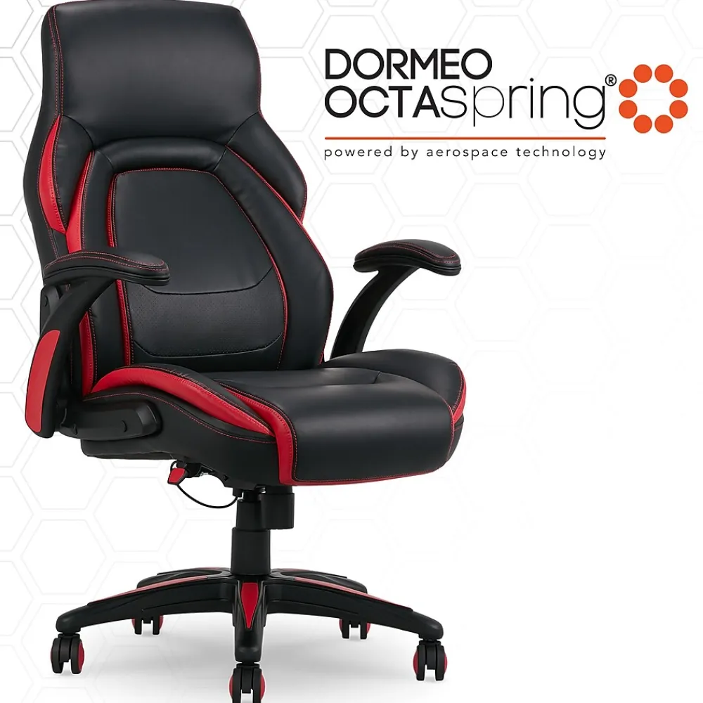 Ergonomic Chairs*Dormeo Vantage Ergonomic Bonded Leather Swivel Manager Chair, (60030-RED) Black/Red