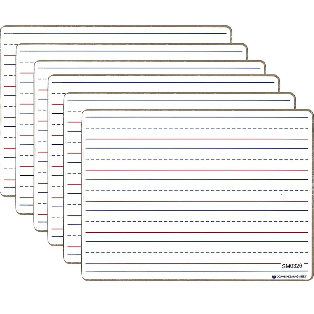 Dry Erase*Dowling Magnets Double-Sided Plastic Dry-Erase Whiteboard, 12" x 8.75", 6/Bundle (DO-72500025-6)