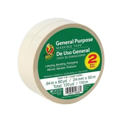 Online Duck General Purpose Masking Tape, 0.94" x 60 Yds., Beige, 2/Pack (PG-2-2)