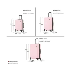 Discovery 3-Piece Hardside Spinner Luggage Set, Pink (DKDISSML-PNK)<DUKAP Hot