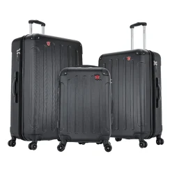 Intely 3-Piece Hardside Spinner Luggage Set, TSA Checkpoint Friendly, Black (DKINTSML-BLK)<DUKAP New