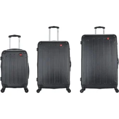 Intely 3-Piece Hardside Spinner Luggage Set, TSA Checkpoint Friendly, Black (DKINTSML-BLK)<DUKAP New