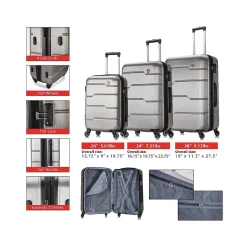 Rodez 3-Piece Hardside Spinner Luggage Set, TSA Checkpoint Friendly, (DKRODSML-COA)<DUKAP Sale