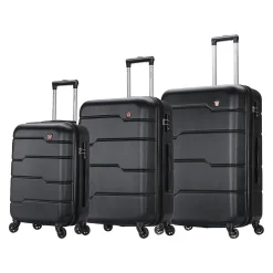 Rodez 3-Piece Hardside Spinner Luggage Set, TSA Checkpoint Friendly, (DKRODSML-BLK)<DUKAP Discount
