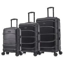 Sense 3-Piece Hardside Spinner Luggage Set, (DKSENSML-BLK)<DUKAP Hot