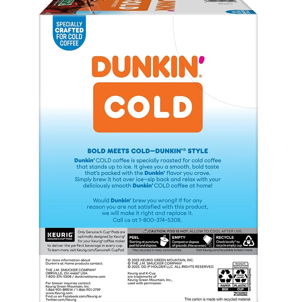 Dunkin' Cold Iced Coffee Keurig® K-Cup® Pods, Medium Dark Roast, 22/Box (5000369251)
