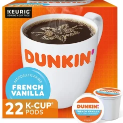 Dunkin' French Vanilla Coffee Keurig® K-Cup® Pods, Medium Roast, 22/Box (5000363272)