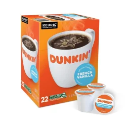 Dunkin' French Vanilla Coffee Keurig® K-Cup® Pods, Medium Roast, 22/Box (5000363272)
