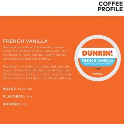 Dunkin' French Vanilla Coffee Keurig® K-Cup® Pods, Medium Roast, 22/Box (5000363272)