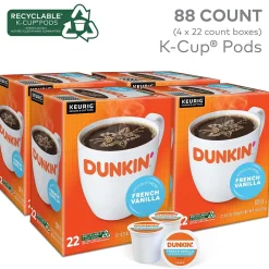 Dunkin' French Vanilla Coffee Keurig® K-Cup® Pods, Medium Roast, 88/Carton (400847)