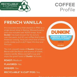 Dunkin' French Vanilla Coffee Keurig® K-Cup® Pods, Medium Roast, 88/Carton (400847)