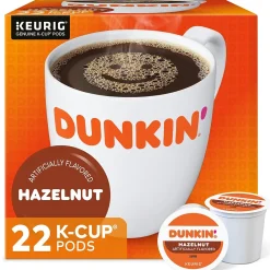 Dunkin' Hazelnut Coffee, Medium Roast, 0.37 oz. Keurig® K-Cup® Pods, 22/Box (400848)