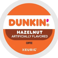 Dunkin' Hazelnut Coffee, Medium Roast, 0.37 oz. Keurig® K-Cup® Pods, 22/Box (400848)