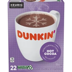 Dunkin' Milk Chocolate Hot Cocoa, 0.51 oz. Keurig® K-Cup® Pods, 22/Box (611247377215)