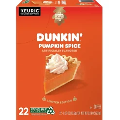 Dunkin' Pumpkin Spice Coffee Keurig® K-Cup® Pods, Light Roast, 22/Box (5000202812)
