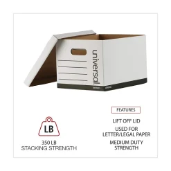 File Storage|Universal Economy Boxes, 12 x 15 x 9 7/8, White, 10/Carton