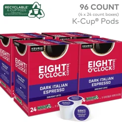Eight O'Clock Dark Italian Espresso Coffee, Keurig K-Cup Pod, Dark Roast, 96/Carton (6408CT)