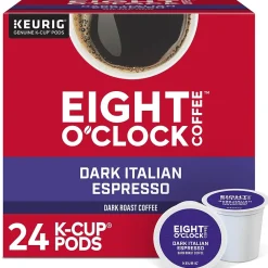 Eight O'Clock Dark Italian Espresso Keurig® K-Cup® Pods, Dark Roast, 24/Box (6408)