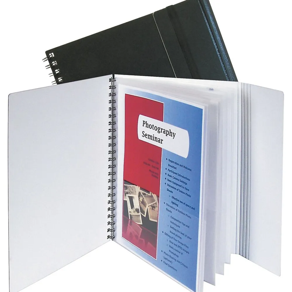 Pocket Folders|C-Line Eight-Pocket Portfolio with Security Flap, 11 x 8-1/2, Black