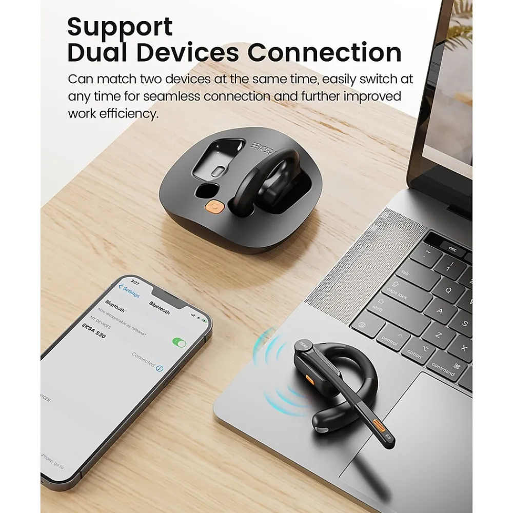 Hot EKSATelecom S30 Bluetooth On-Ear Headset, Black (T-QM01-01)