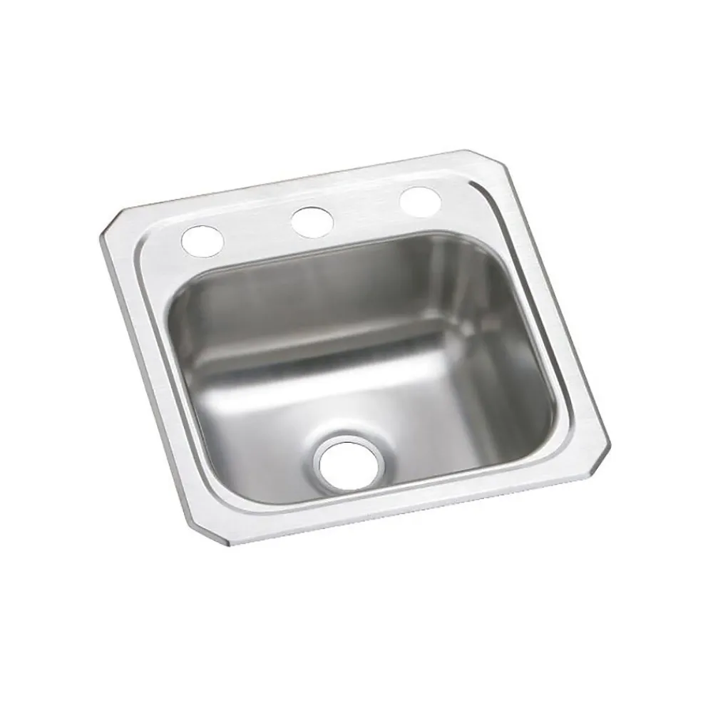 Elkay Celebrity 15" x 15" x 6-1/8", Single Bowl Top Mount Bar Sink, Brushed Satin (BCR153)