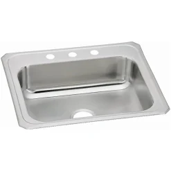 Elkay Celebrity 3-Hole Single-Bowl Drop In Kitchen Sink, 21.25" x 25" x 6.88", Stainless Steel, Brushed Satin (CR25213)