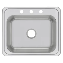Elkay Celebrity 3-Hole Single-Bowl Drop In Kitchen Sink, 21.25" x 25" x 6.88", Stainless Steel, Brushed Satin (CR25213)