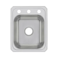Elkay Celebrity 3-Hole Single-Bowl Drop In Sink, 21.25" x 17" x 6.88", Stainless Steel, Brushed Satin (CR17213)