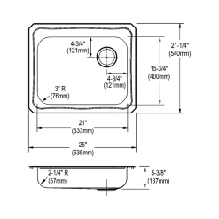 Elkay Celebrity 4-Hole Single-Bowl Drop In Kitchen Sink, 21.25