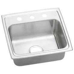 Elkay Celebrity 3-Hole Single-Bowl Drop In Kitchen Sink, 18" x 19" x 7.13", Stainless Steel, Brushed Satin (PSR19183)