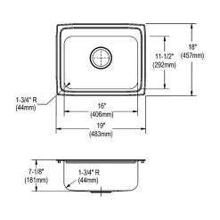 Elkay Celebrity 3-Hole Single-Bowl Drop In Kitchen Sink, 18