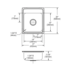 Elkay Celebrity 1-Hole Single-Bowl Drop-In Kitchen Sink, 20