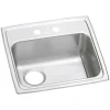 Elkay Celebrity 2-Hole Single-Bowl Drop-In Kitchen Sink, 19" x 19.5" x 5.5", Stainless Steel, Brushed Satin (PSRADQ191955L2)