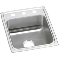 Elkay Celebrity 3-Hole Single-Bowl Drop-In Kitchen Sink, 20" x 17" x 7.13", Stainless Steel, Brushed Satin (PSR17203)
