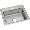 Elkay Celebrity 1-Hole Single-Bowl Drop-In Kitchen Sink, 19.5" x 22" x 7.13", Stainless Steel, Brushed Satin (PSR17201)