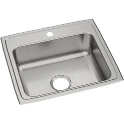 Elkay Celebrity 1-Hole Single-Bowl Drop-In Kitchen Sink, 19.5" x 22" x 7.13", Stainless Steel, Brushed Satin (PSR17201)